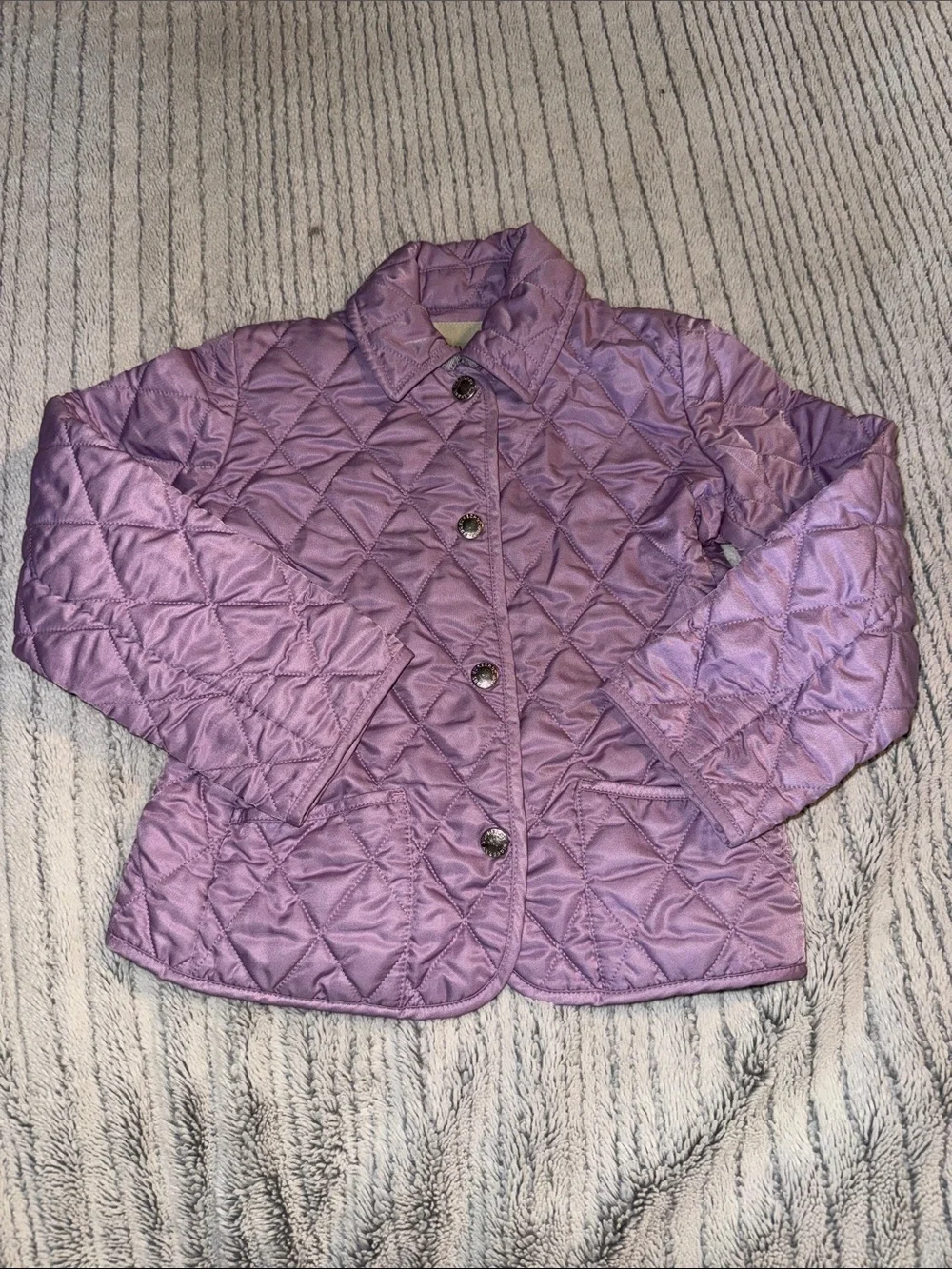 Burberry Lilac Quilted Button-Up Jacket